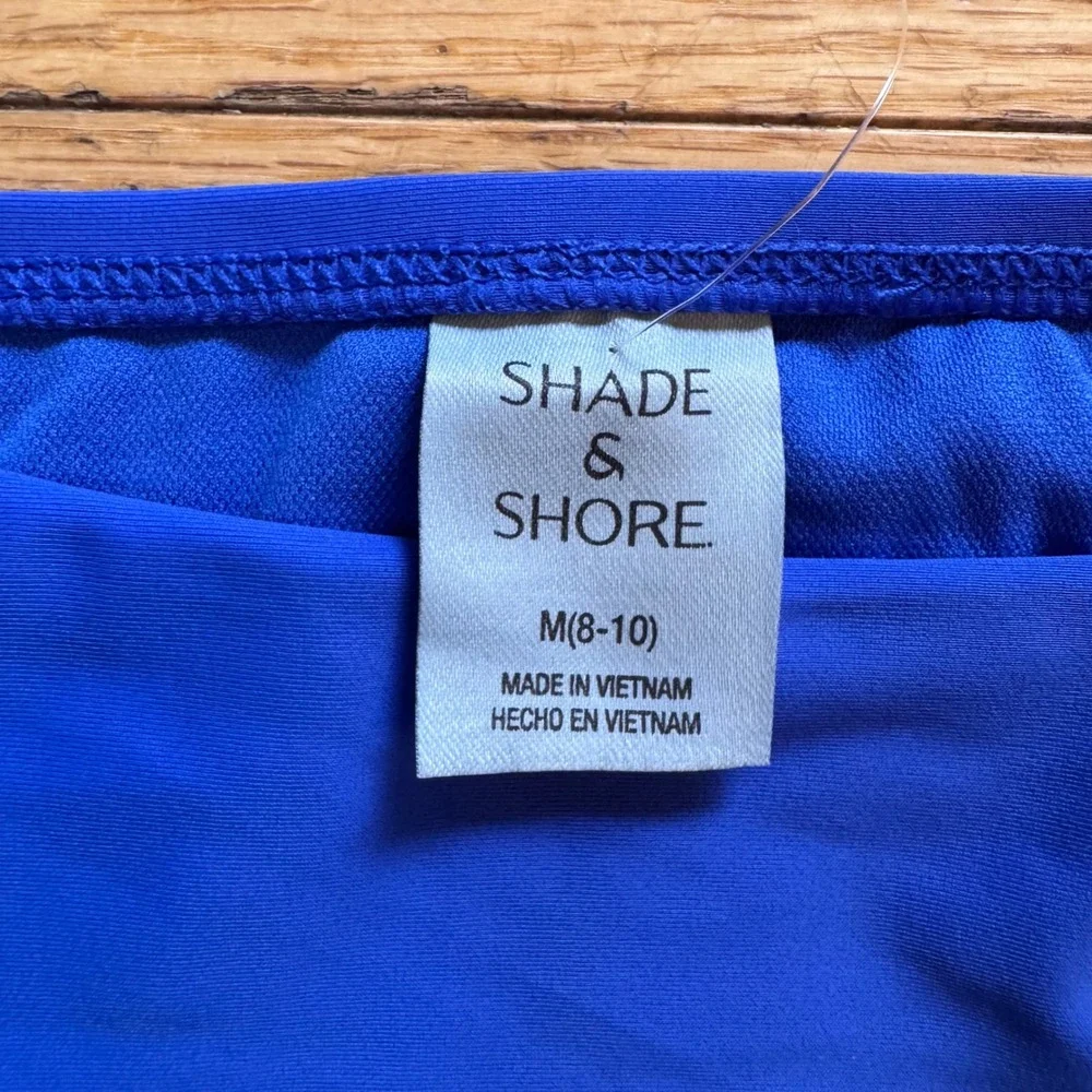 Shade & Shore Blue Tie Side Bikini Bottom Low Rise High Leg Medium Coverage M